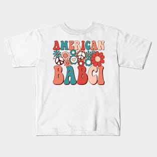 Retro Groovy American Babci Matching Family 4th of July Kids T-Shirt